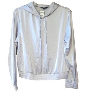 Express NWT‎ Women Silky Silver Lavender Lightweight Hoodie Pullover Size Medium